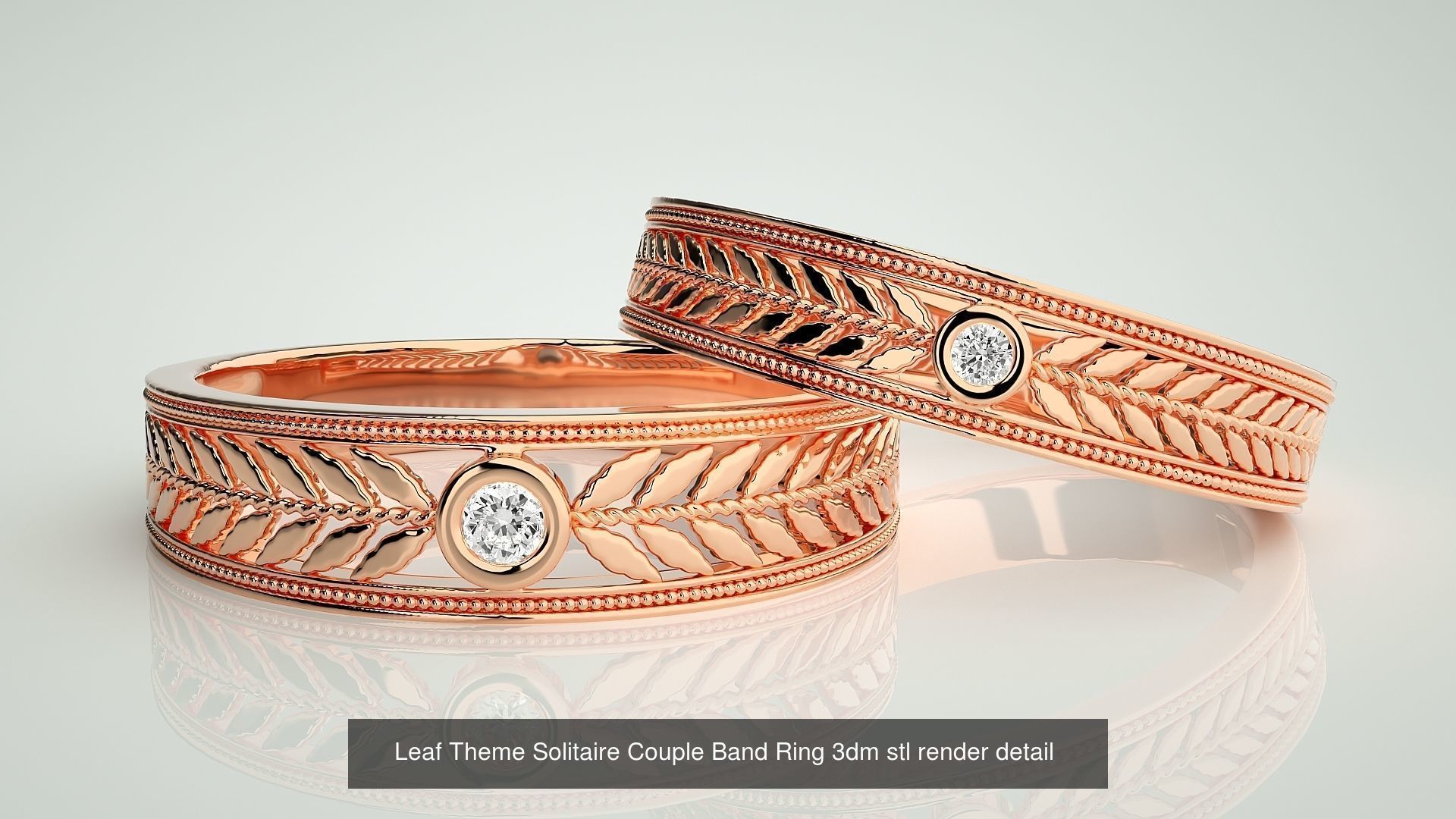 4 Leaf Couple Bands 3dm stl renders details  3D Model Collection_1