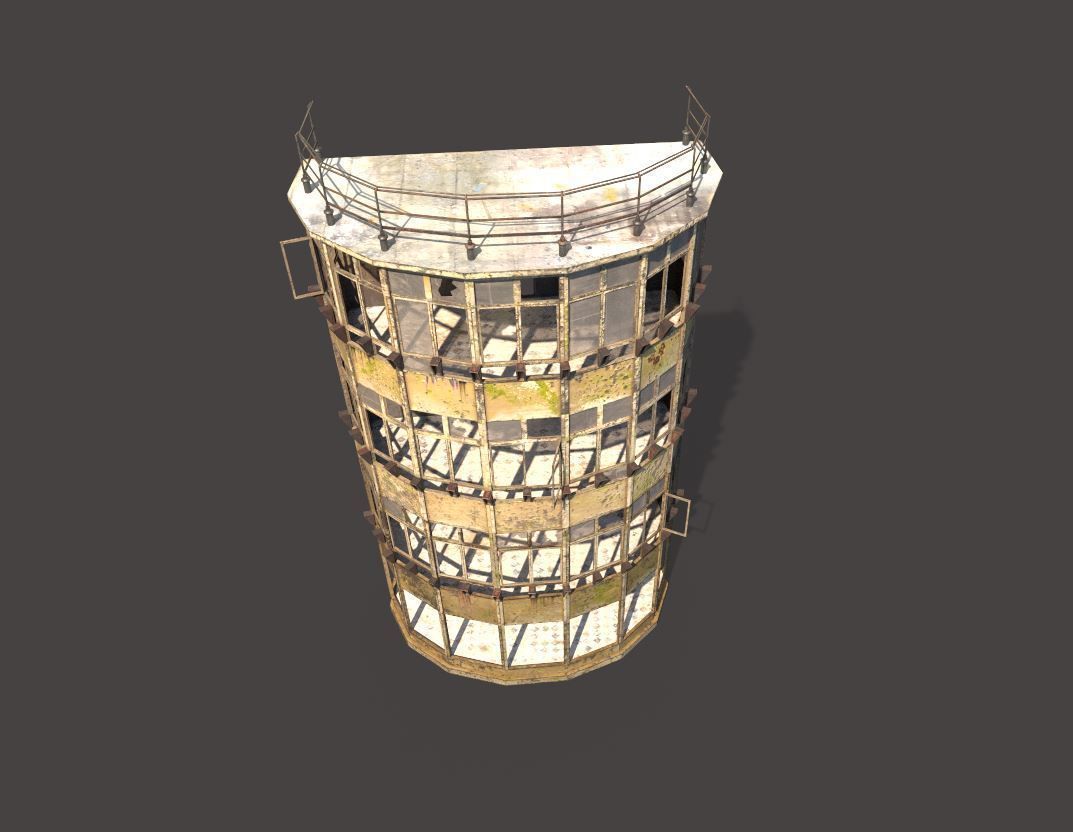 Abandoned  Front Facade Of Office 3D model_5