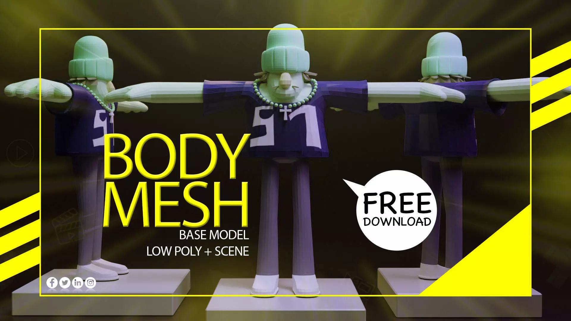 Rigged Low Poly 3D Character Free low-poly 3D model_0