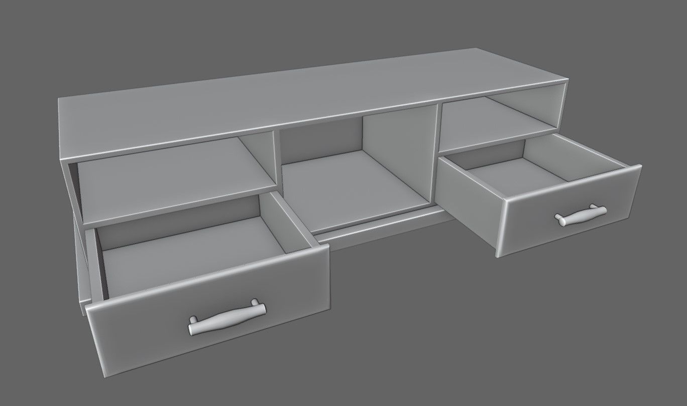 Rack for TV - Living Room - Sala de Estar Low-poly 3D model_18