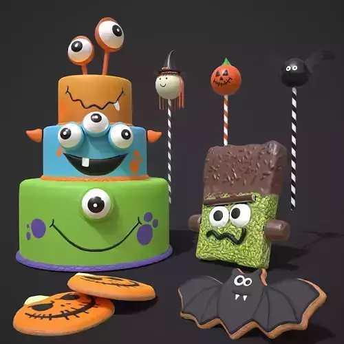 Halloween Treats Mix 3D Model Collection