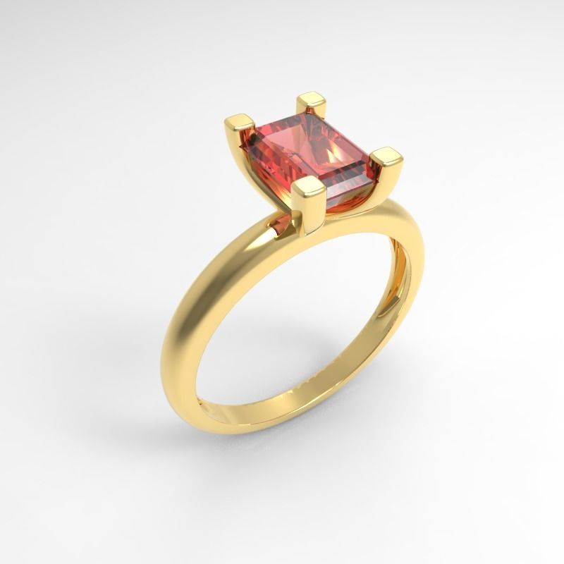 Fashion Emerald Cut Ring For Women 3D print model_2