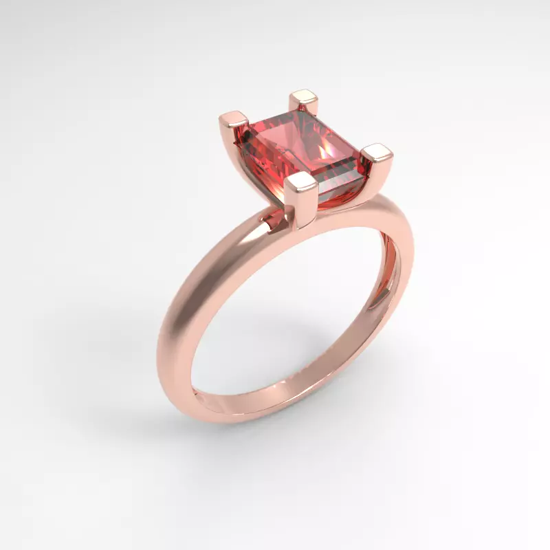 Fashion Emerald Cut Ring For Women 3D print model_0