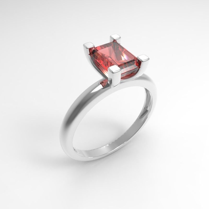 Fashion Emerald Cut Ring For Women 3D print model_1