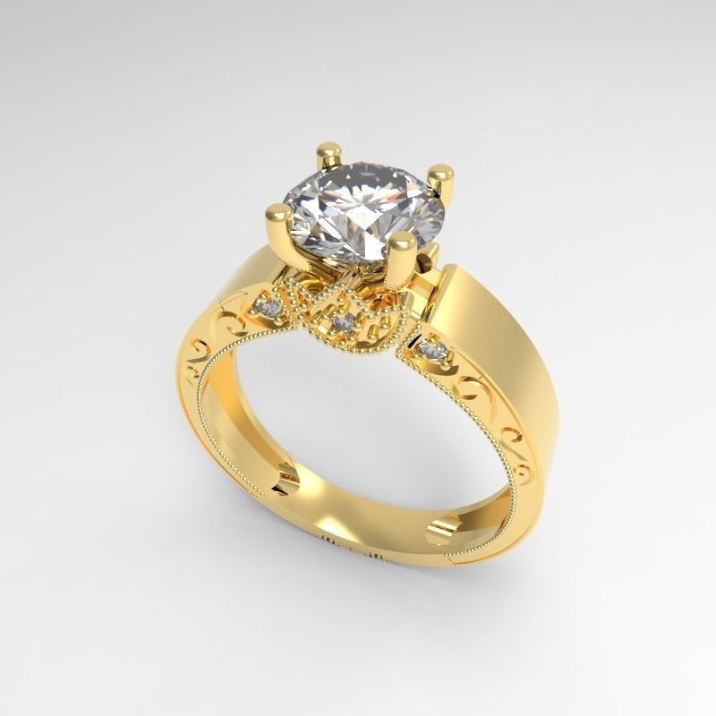 Fashion Ring with diamond ring 3D print model 3D print model_1