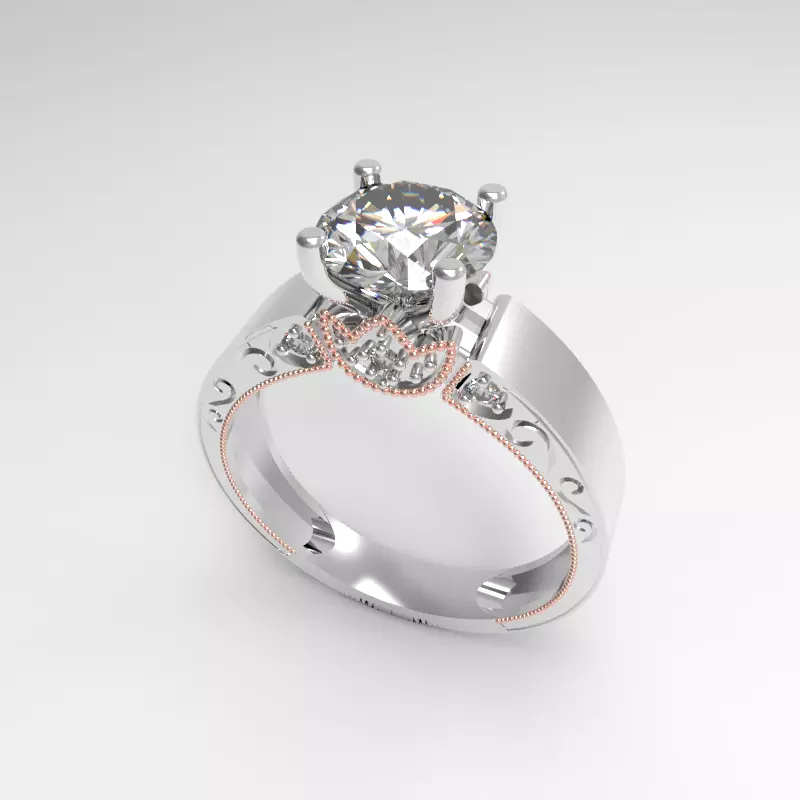 Fashion Ring with diamond ring 3D print model 3D print model_0