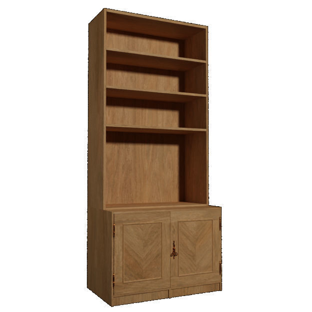 Bookshelf bookcase with doors and drawers 3D model_6