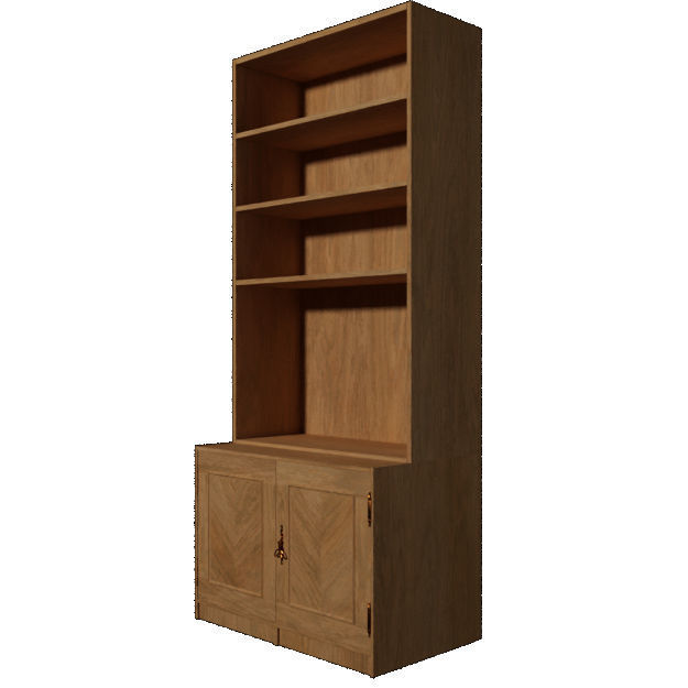 Bookshelf bookcase with doors and drawers 3D model_1