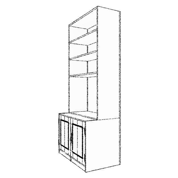 Bookshelf bookcase with doors and drawers 3D model_15