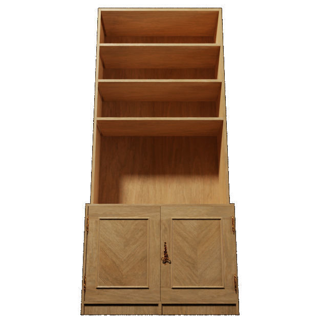 Bookshelf bookcase with doors and drawers 3D model_4