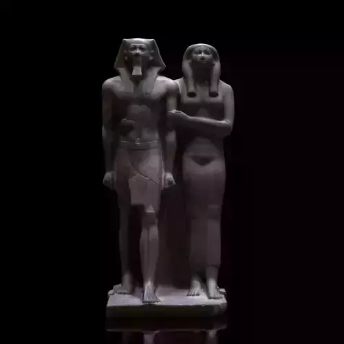 Greywacke statue of Menkaura and Queen Khamerernebty II 3D model