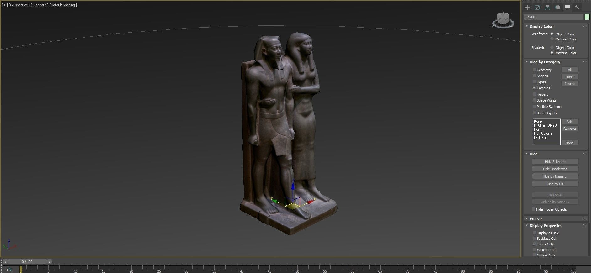 Greywacke statue of Menkaura and Queen Khamerernebty II 3D model_7