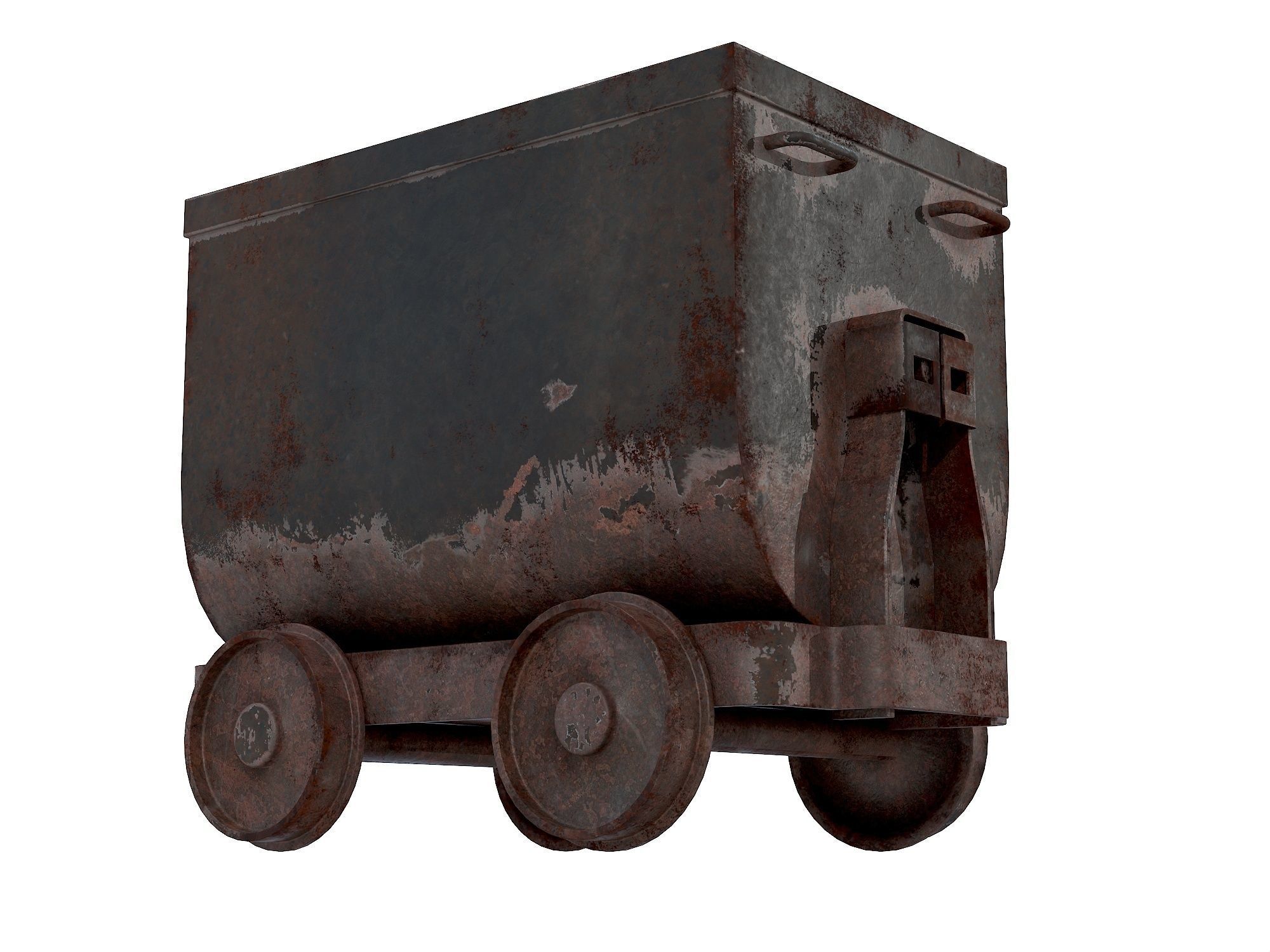 Mining Rust Cart Low-poly 3D model_5