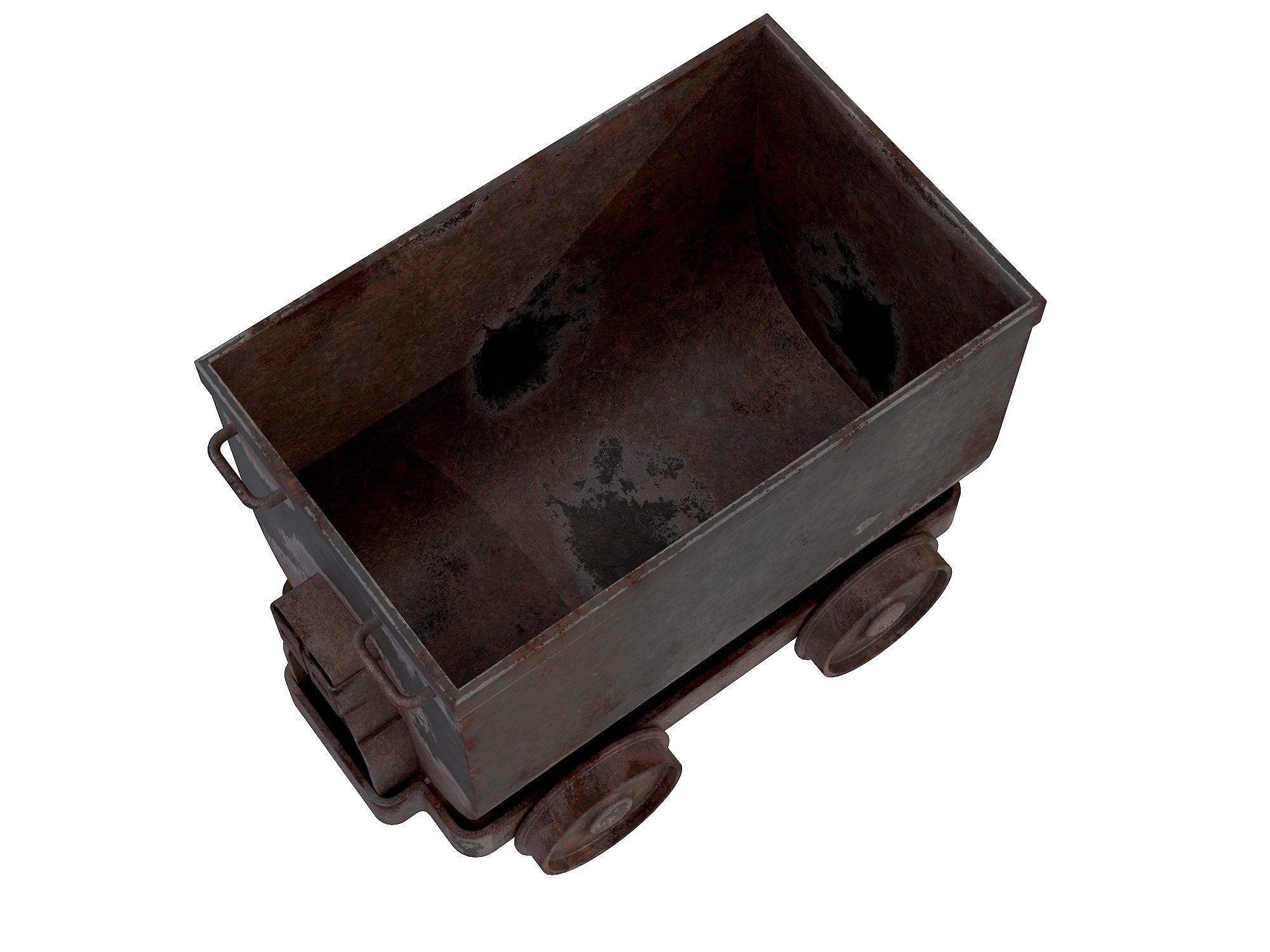 Mining Rust Cart Low-poly 3D model_4