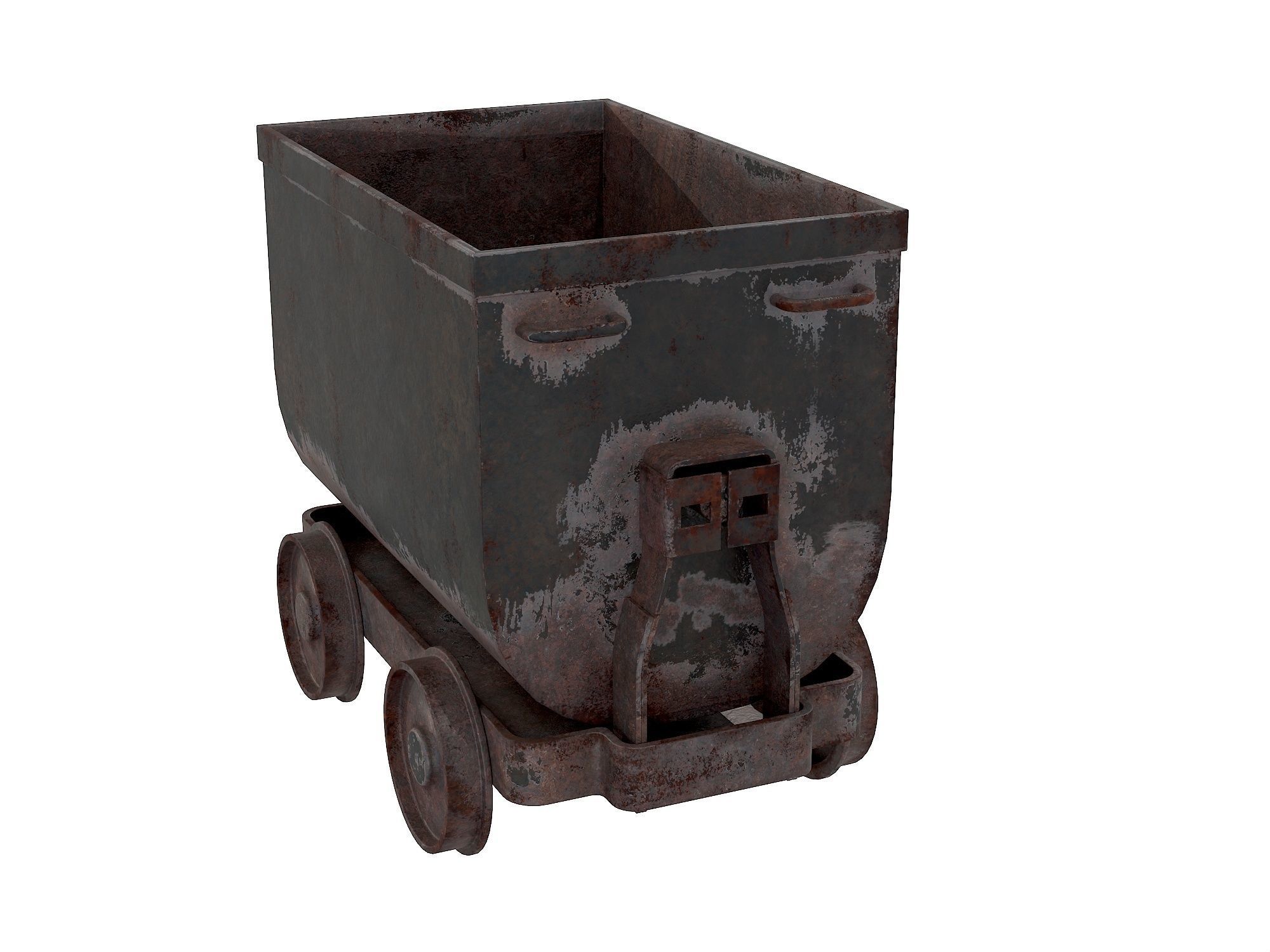 Mining Rust Cart Low-poly 3D model_1