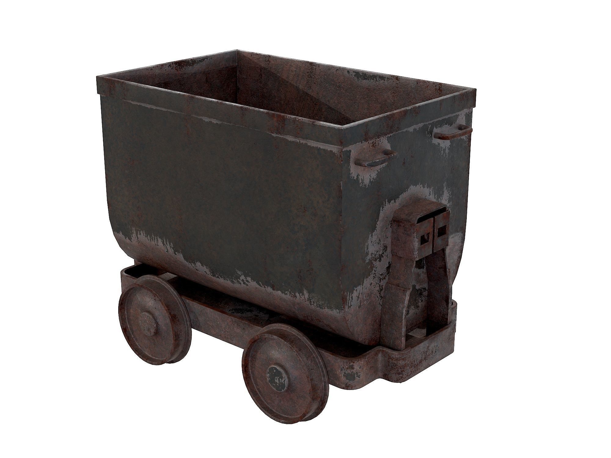 Mining Rust Cart Low-poly 3D model_2