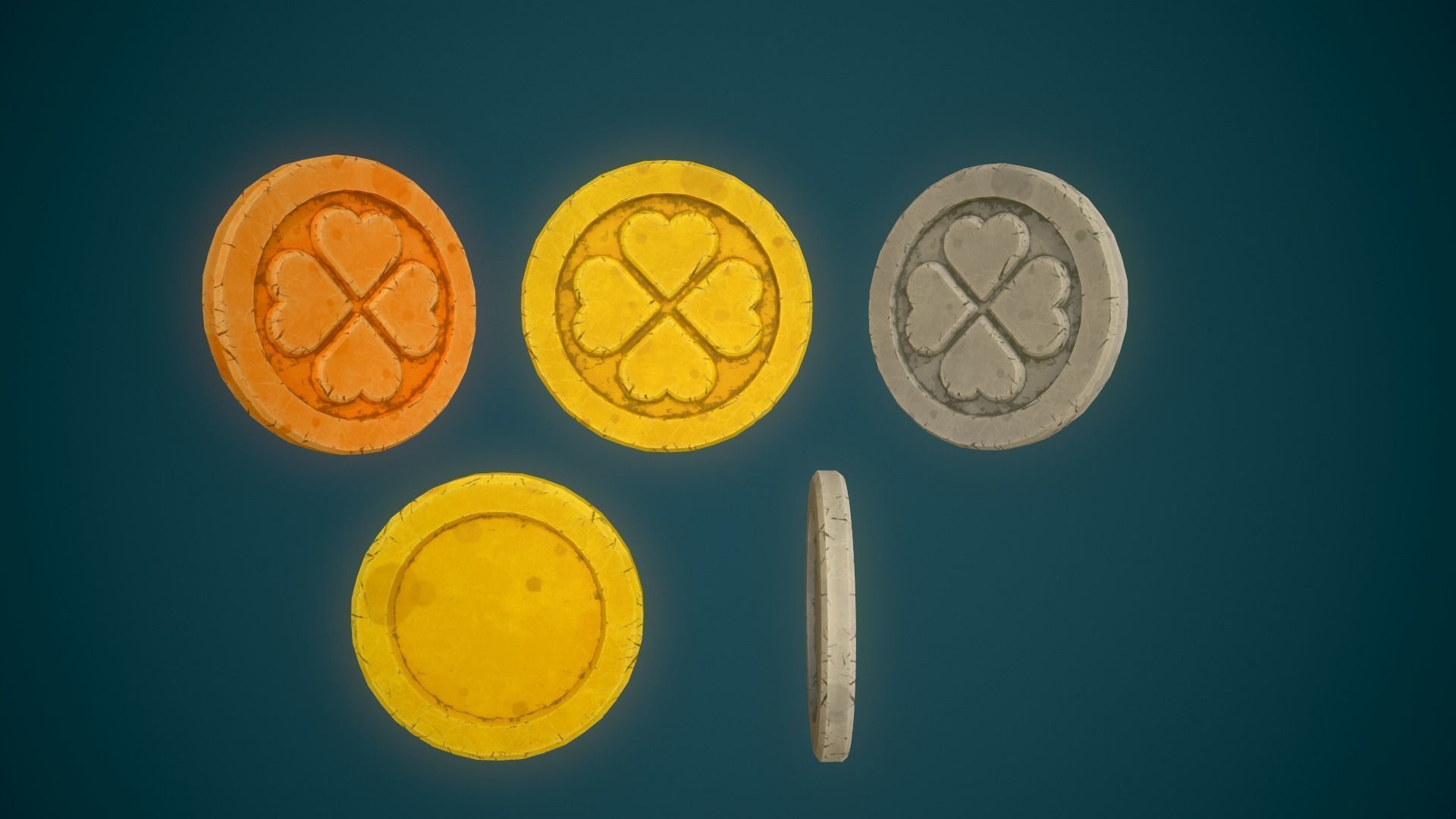 Simple Coins Pack Low-poly 3D model_24