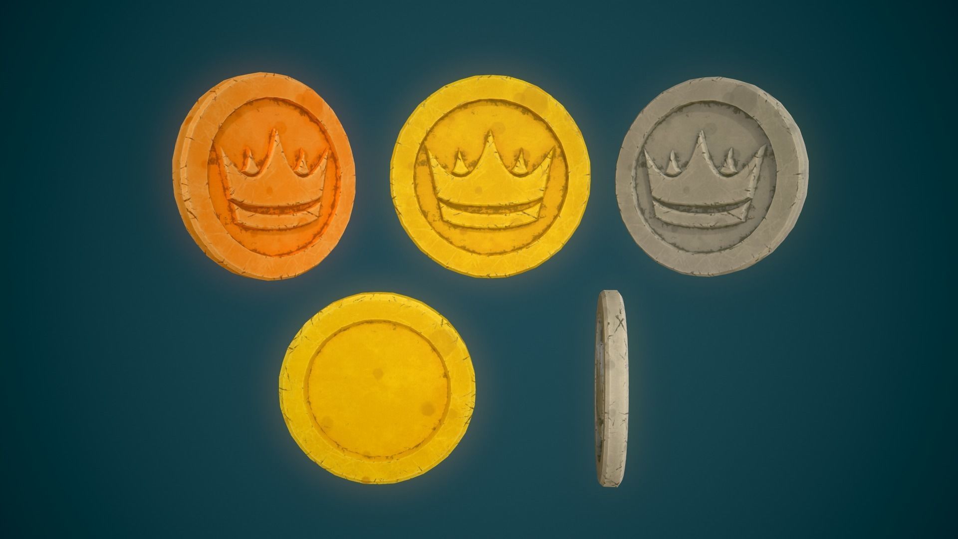 Simple Coins Pack Low-poly 3D model_21