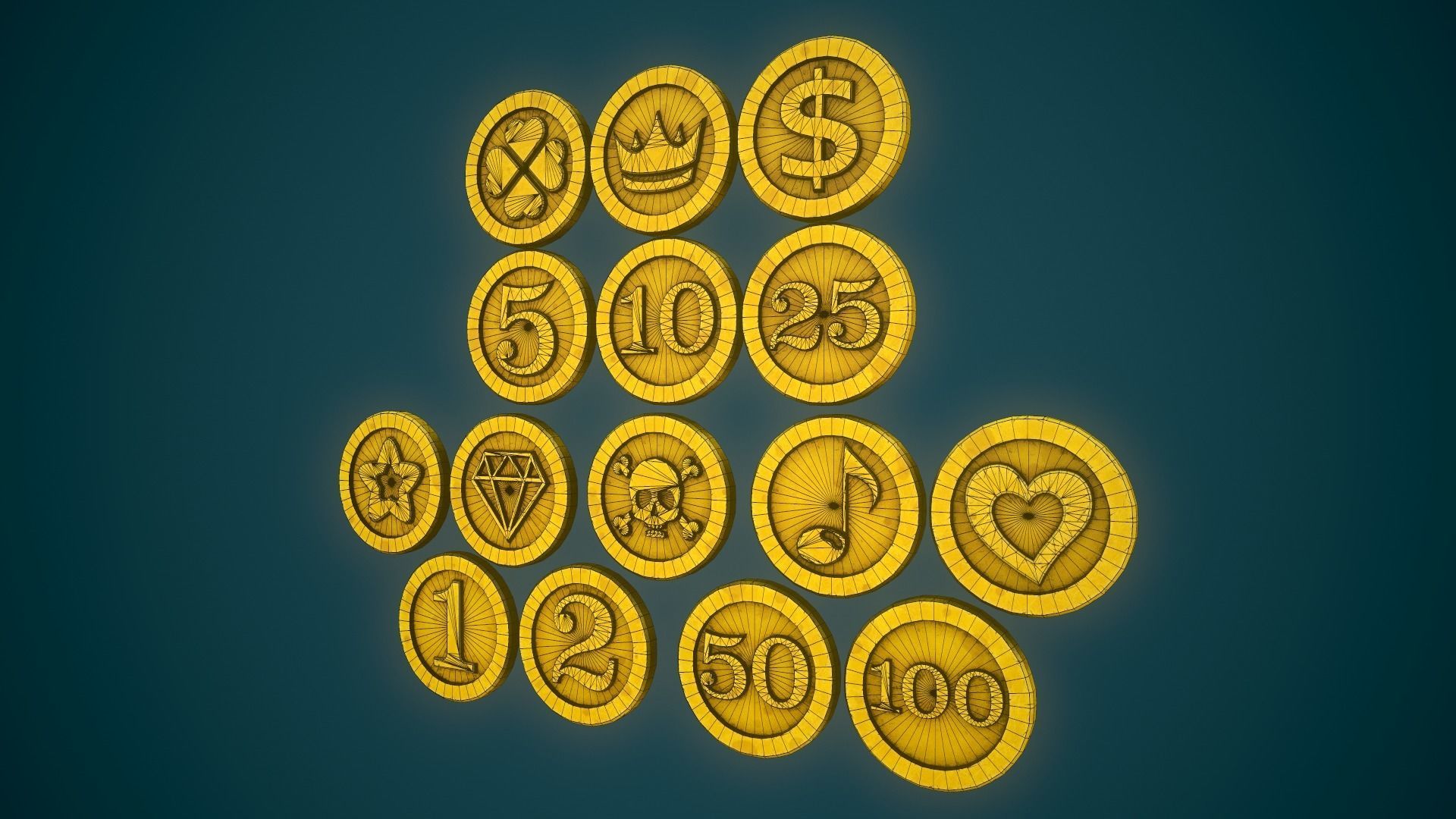 Simple Coins Pack Low-poly 3D model_8