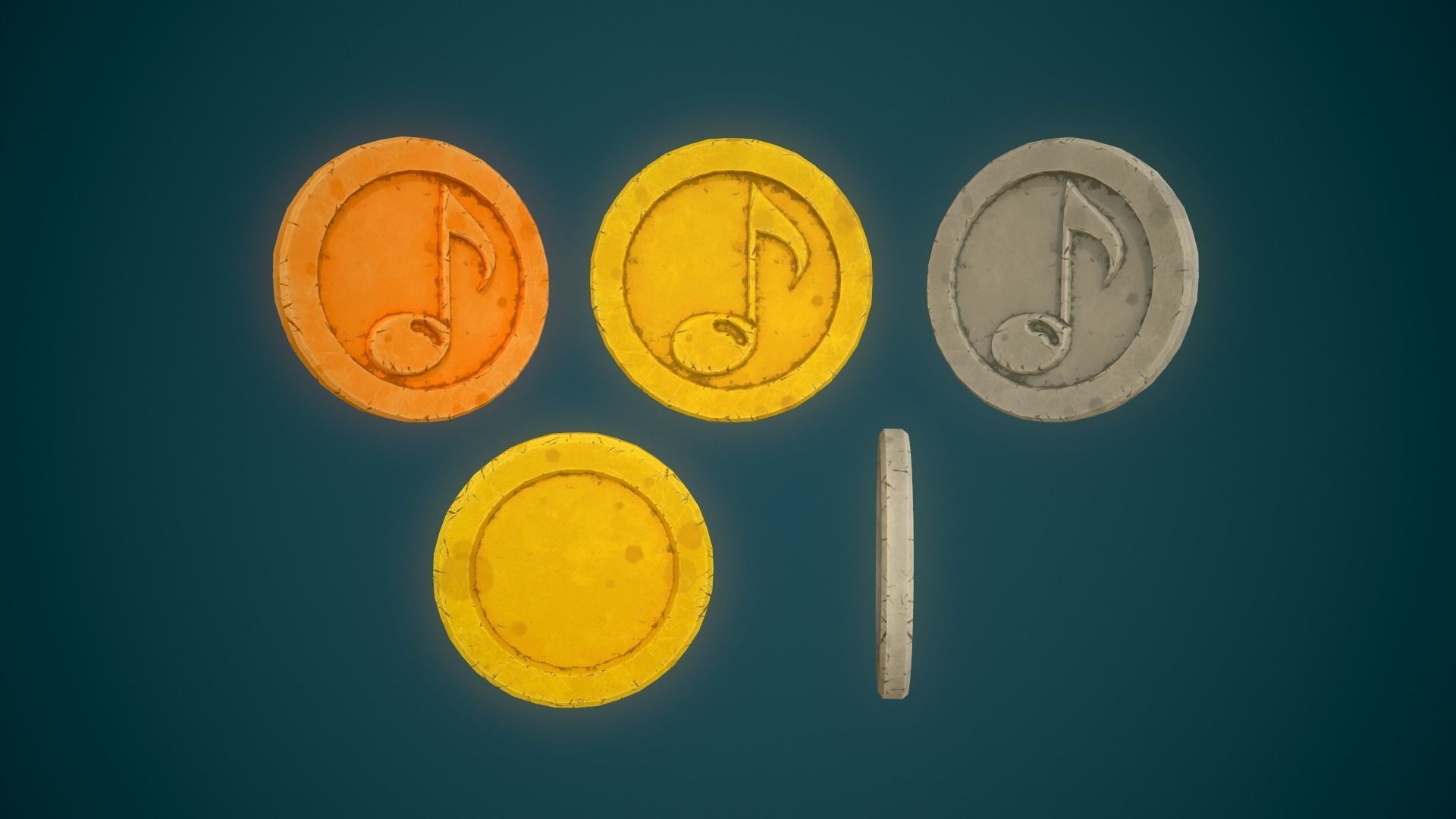 Simple Coins Pack Low-poly 3D model_29