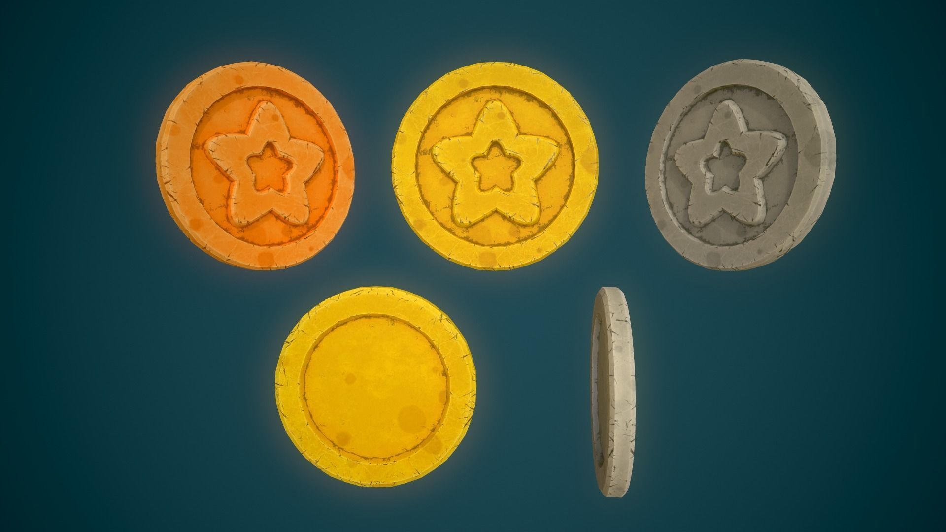 Simple Coins Pack Low-poly 3D model_15