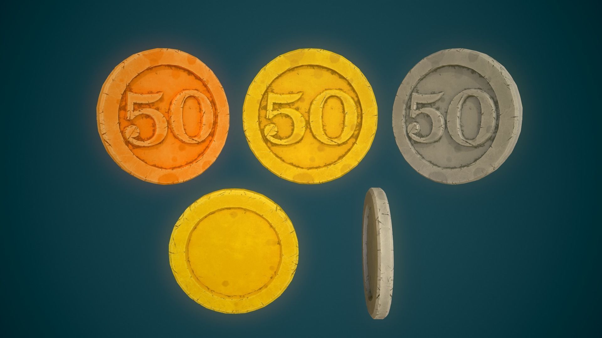 Simple Coins Pack Low-poly 3D model_25