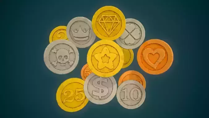 Simple Coins Pack Low-poly 3D model