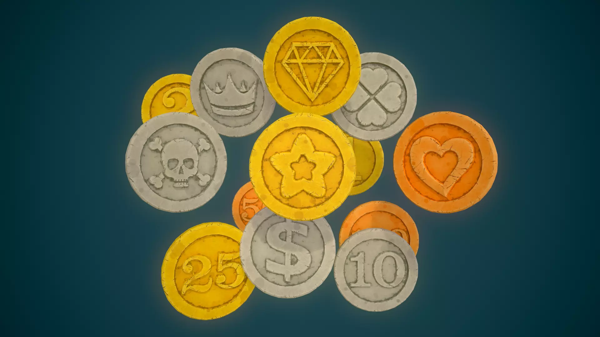 Simple Coins Pack Low-poly 3D model_0