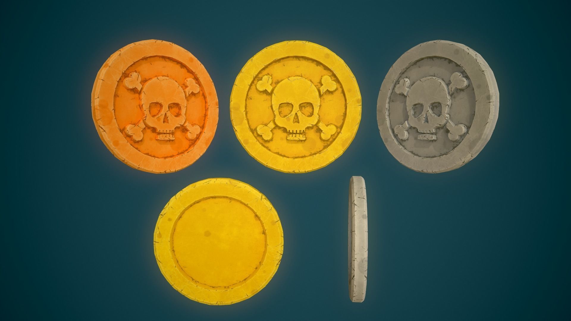 Simple Coins Pack Low-poly 3D model_26