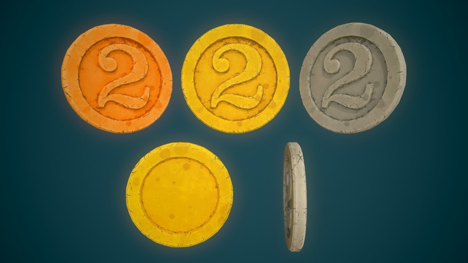 Simple Coins Pack Low-poly 3D model_18