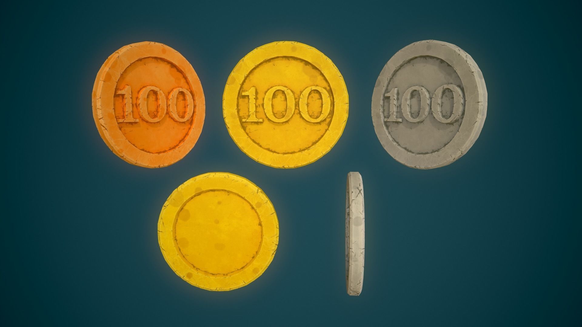Simple Coins Pack Low-poly 3D model_27