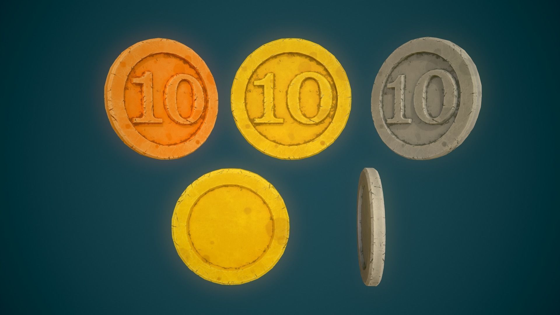 Simple Coins Pack Low-poly 3D model_22