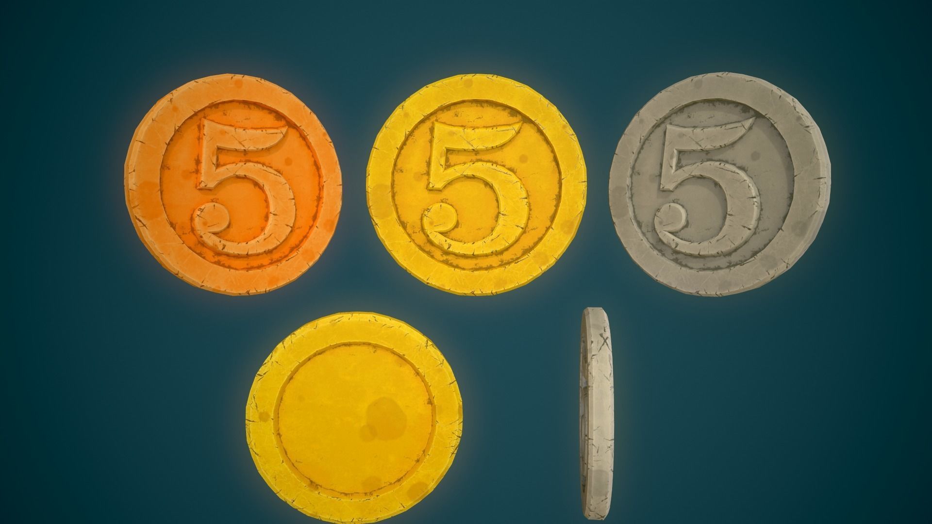 Simple Coins Pack Low-poly 3D model_20