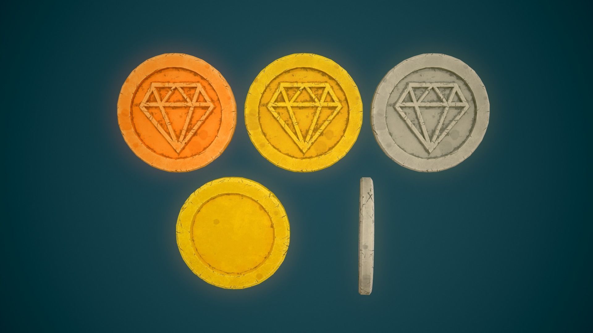 Simple Coins Pack Low-poly 3D model_17