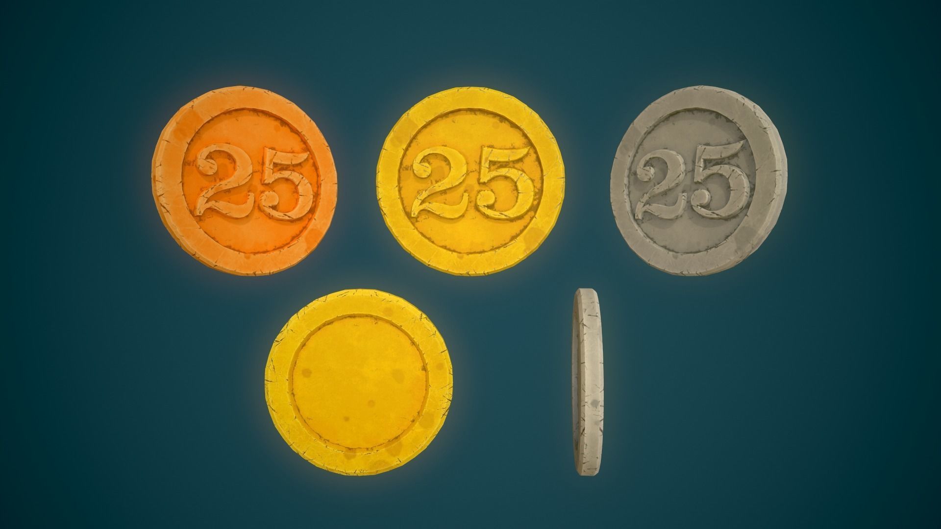 Simple Coins Pack Low-poly 3D model_23