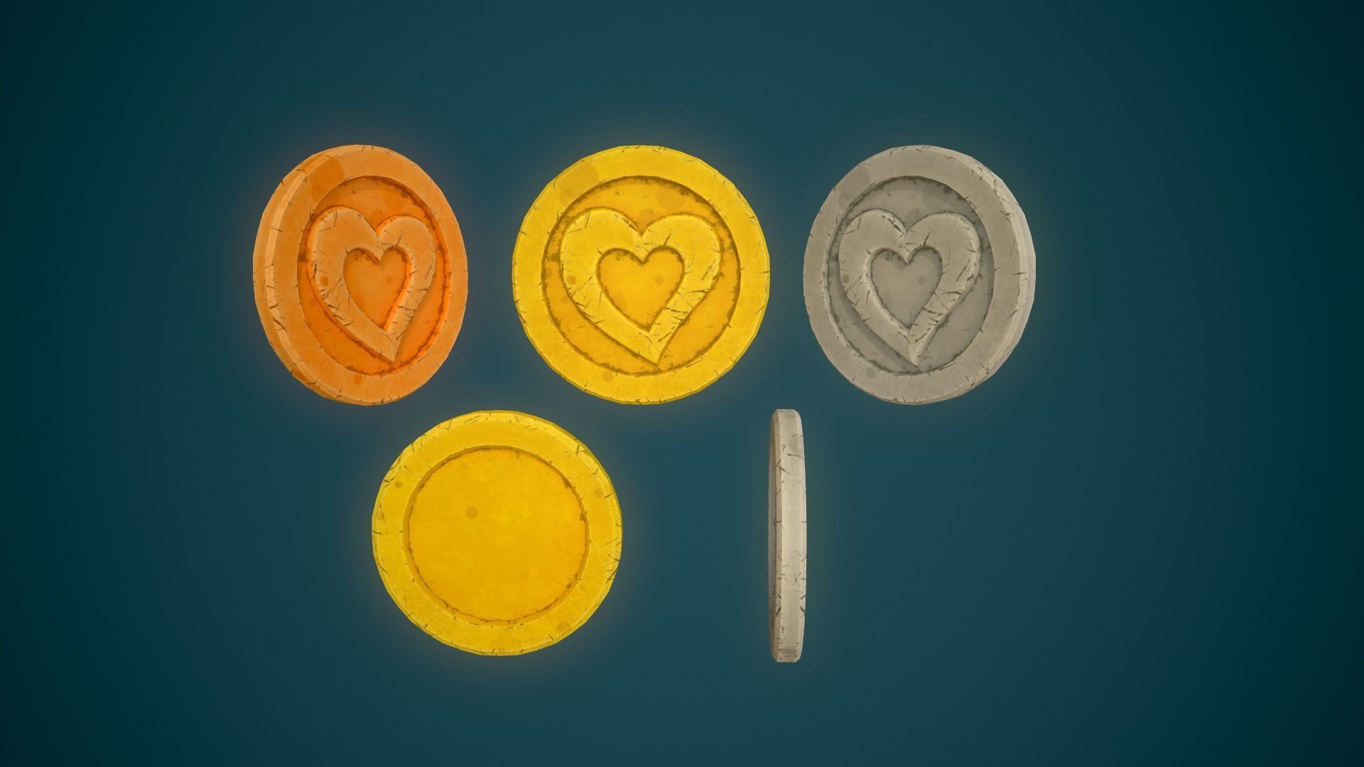 Simple Coins Pack Low-poly 3D model_28