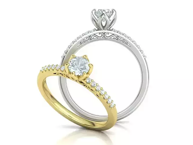 Solitaire Engagement ring Own design 5mm stone 6claw head 3D print model