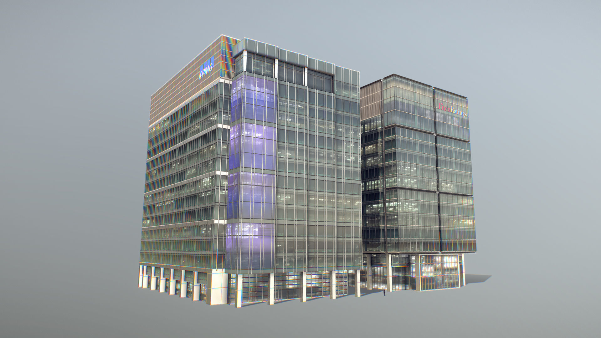 London 15 Canada Square 30 North Colonnade Low-poly 3D model_2