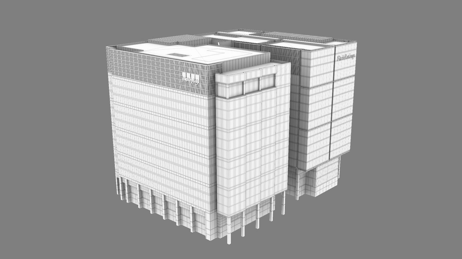 London 15 Canada Square 30 North Colonnade Low-poly 3D model_26