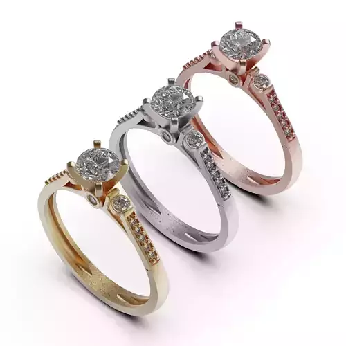 solitaire engagement ring gold with diamonds - lauren