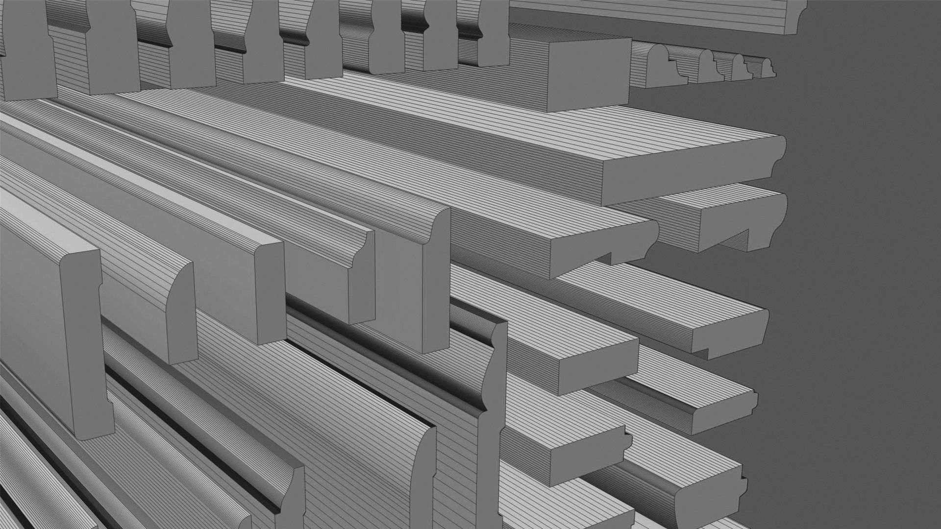 Molding Kitbash V1 - 128 Profile Set -  Low-poly 3D model_18