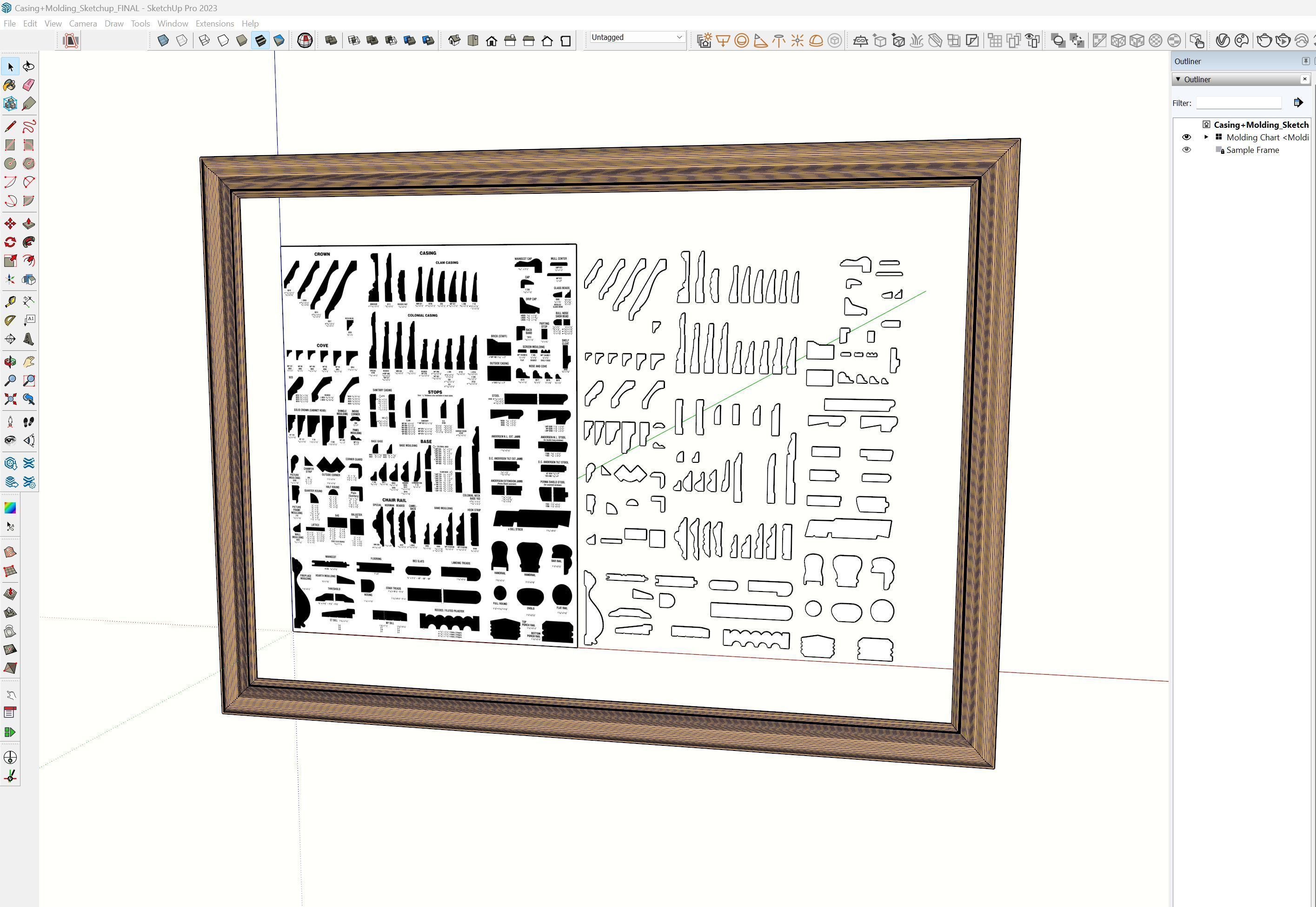 Molding Kitbash V1 - 128 Profile Set -  Low-poly 3D model_28