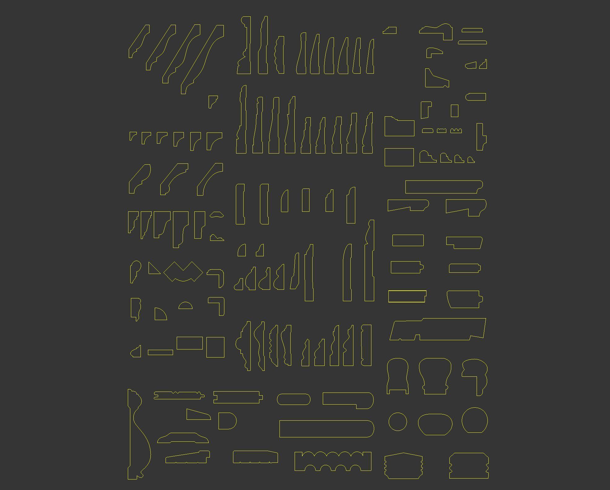 Molding Kitbash V1 - 128 Profile Set -  Low-poly 3D model_29