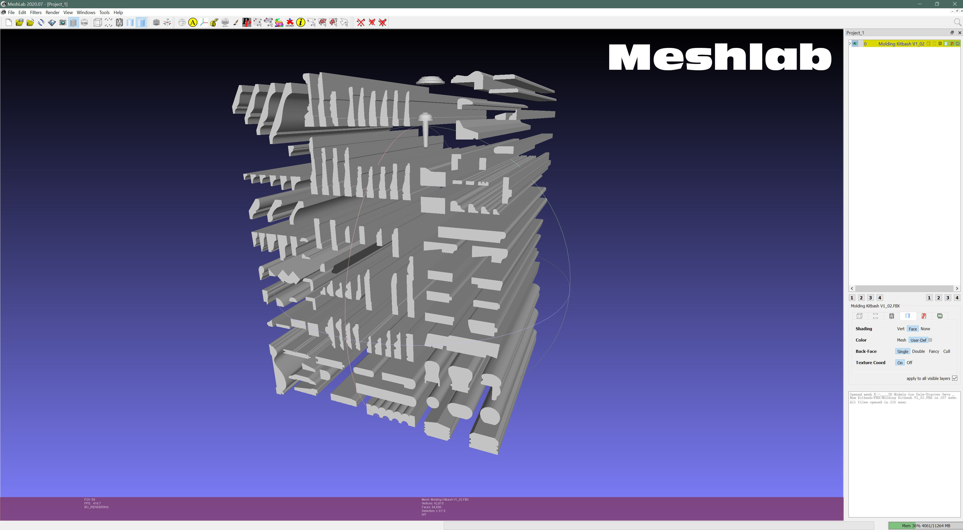 Molding Kitbash V1 - 128 Profile Set -  Low-poly 3D model_26