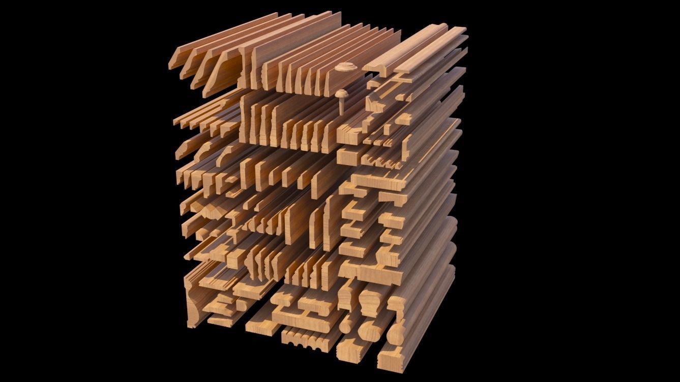 Molding Kitbash V1 - 128 Profile Set -  Low-poly 3D model_8