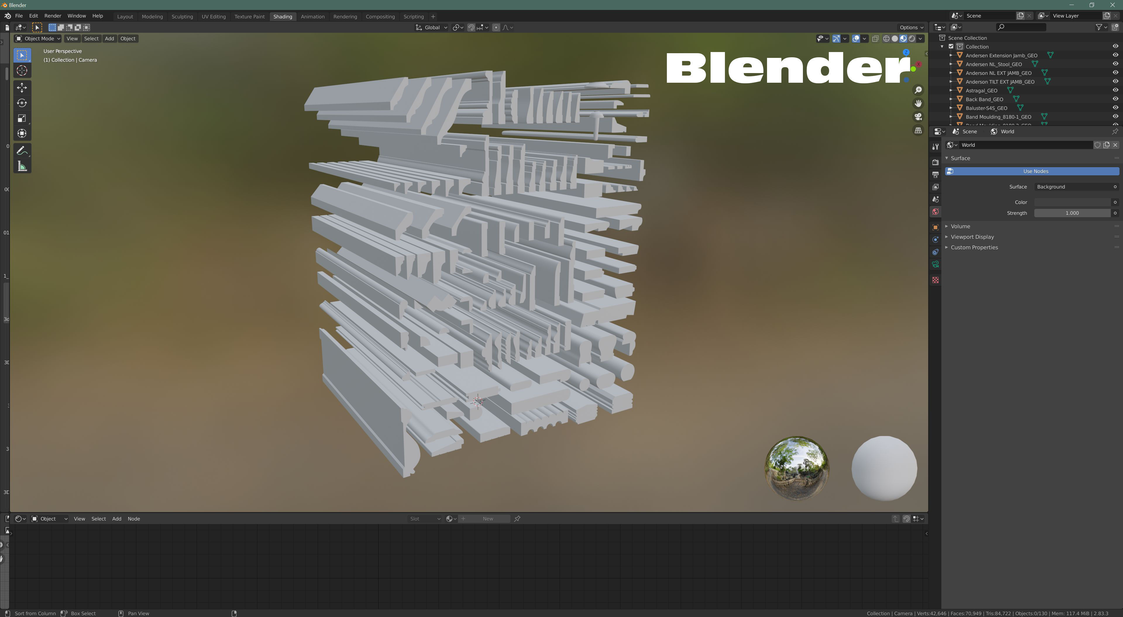 Molding Kitbash V1 - 128 Profile Set -  Low-poly 3D model_24