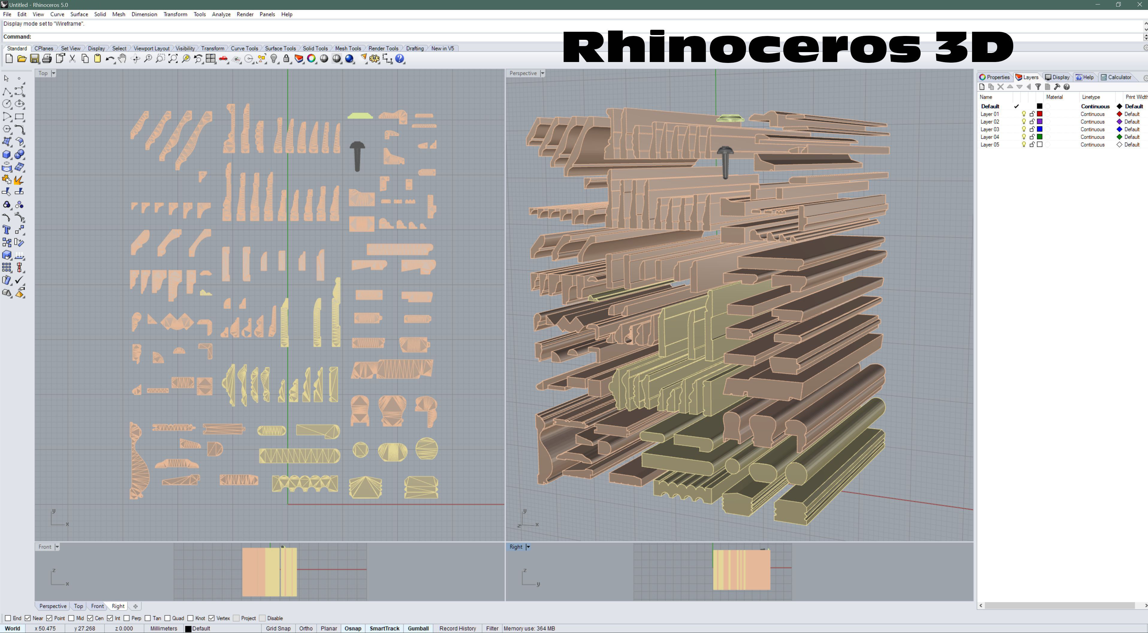 Molding Kitbash V1 - 128 Profile Set -  Low-poly 3D model_27