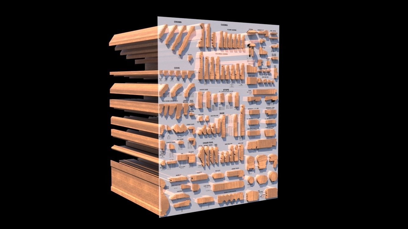 Molding Kitbash V1 - 128 Profile Set -  Low-poly 3D model_1