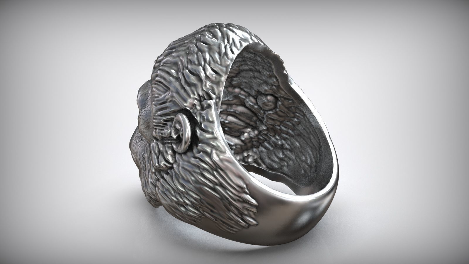 African Gorilla Monkey King Wild Animal Ring 3D print model_4