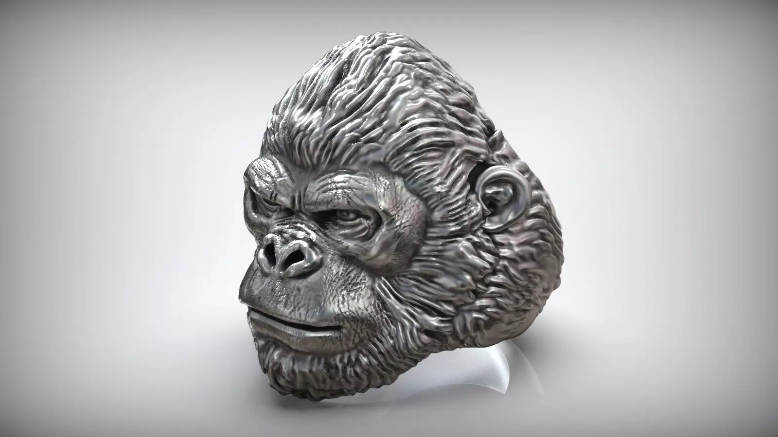 African Gorilla Monkey King Wild Animal Ring 3D print model_0
